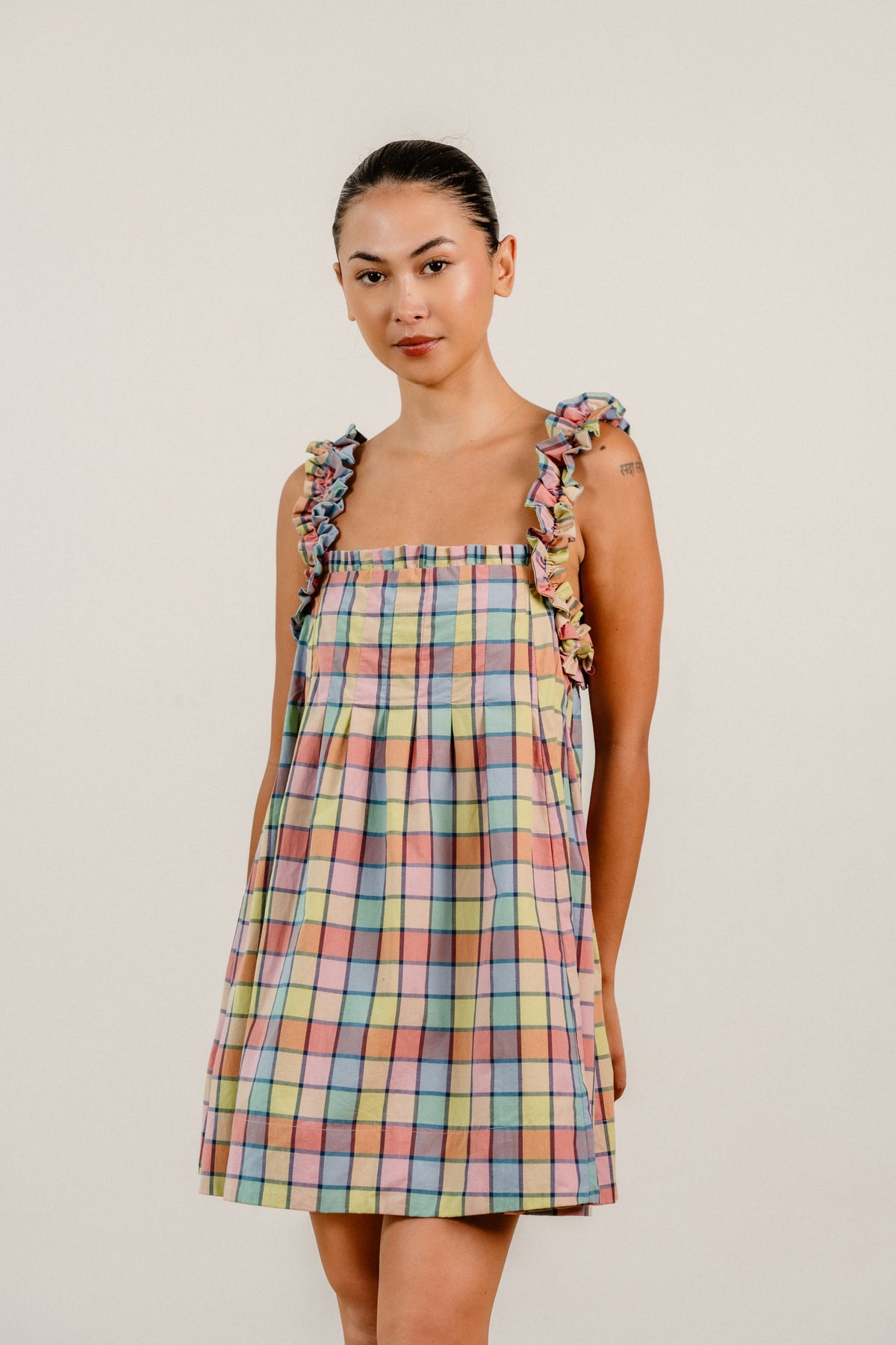 Lila Mini Dress in Rainbow Check