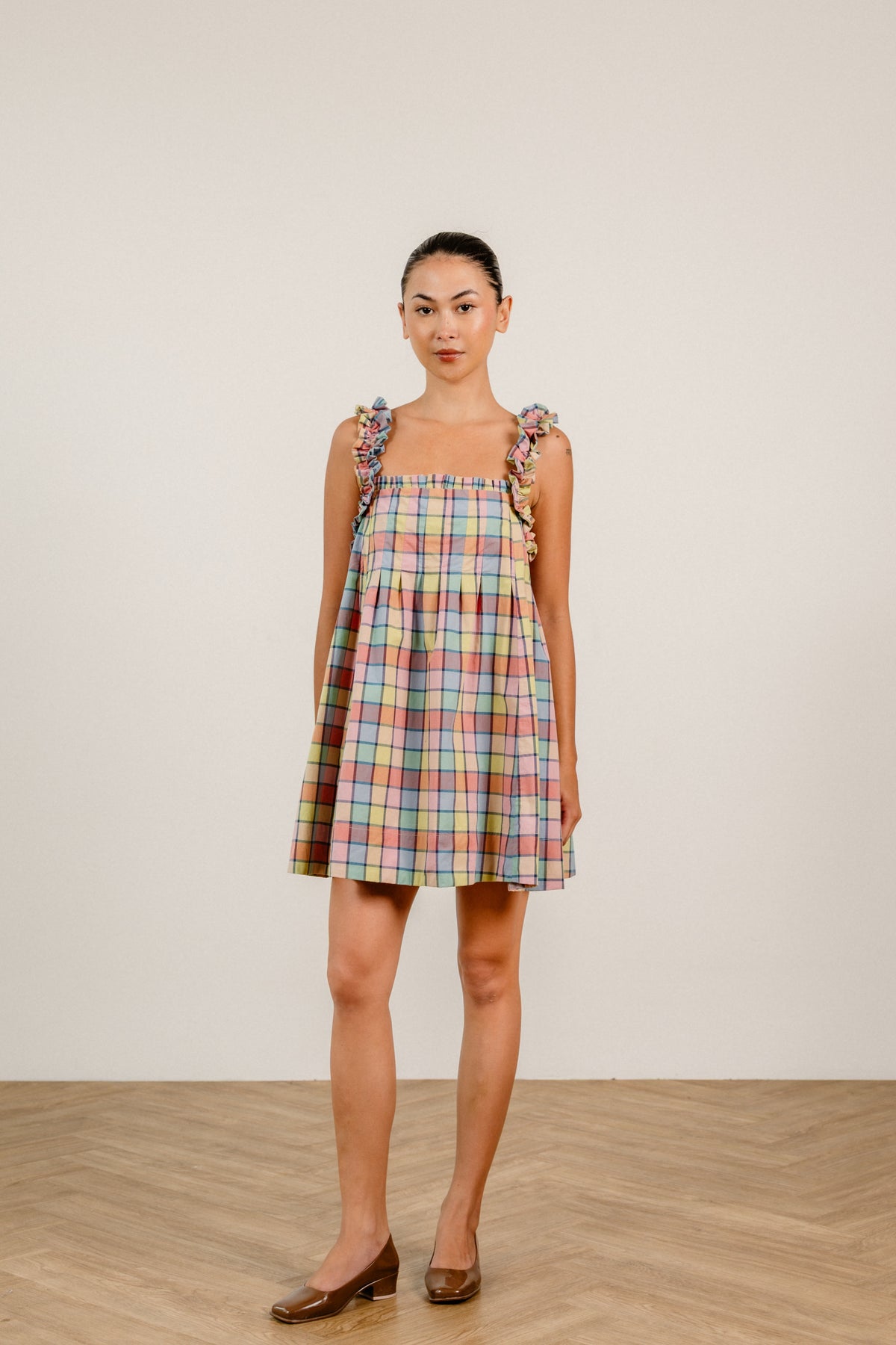 Lila Mini Dress in Rainbow Check