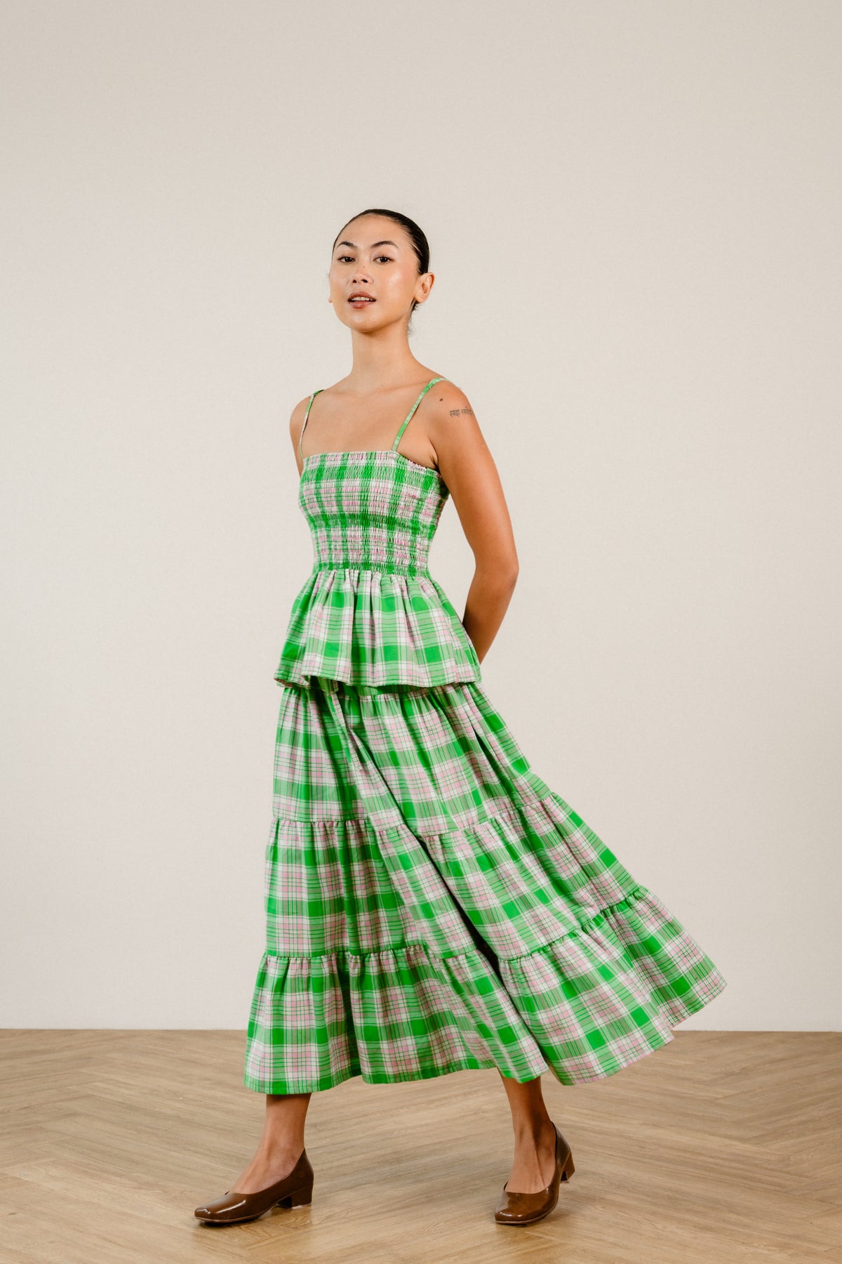 Native Skirt in Green Check
