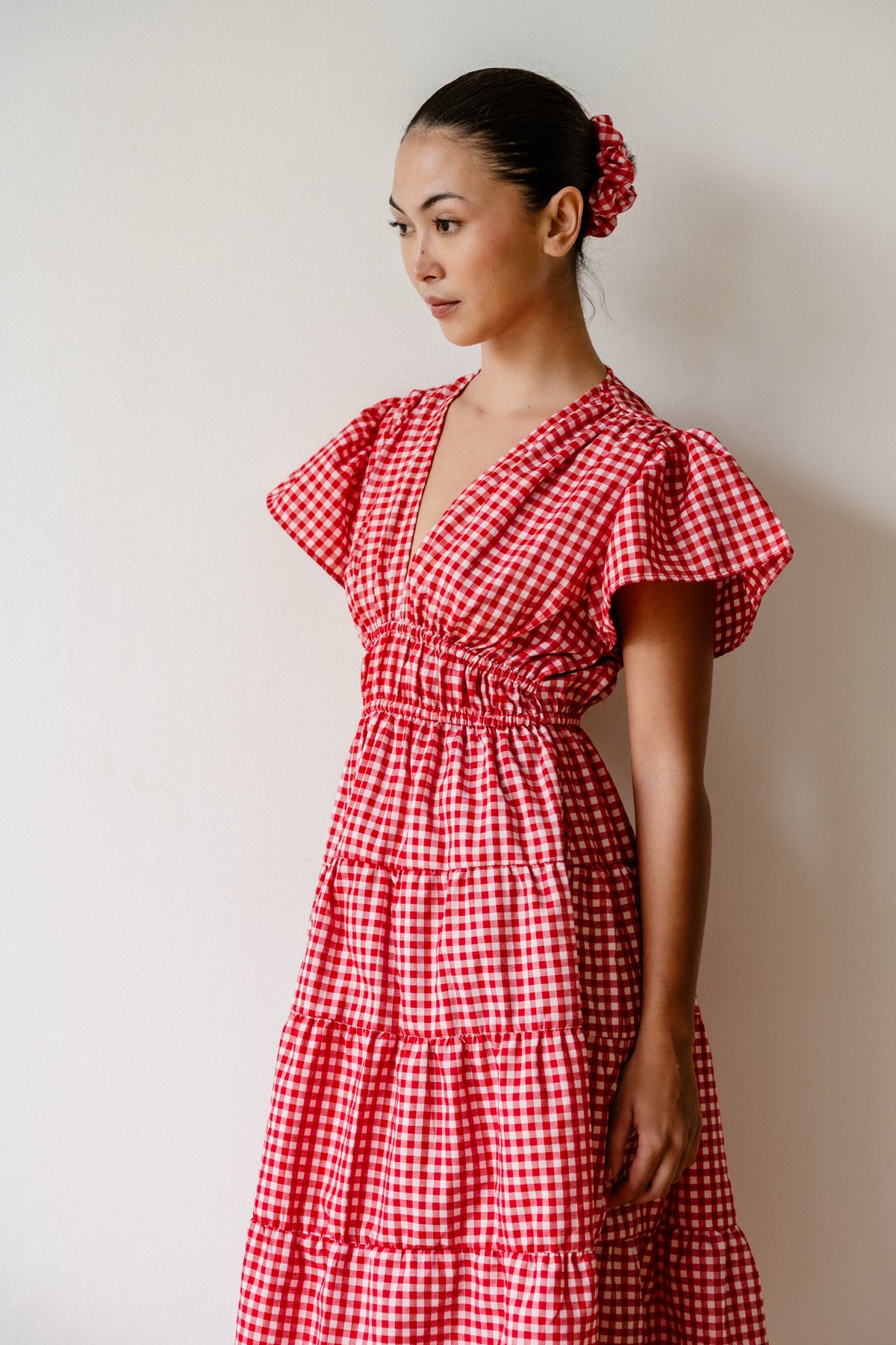 Frangipani Dress in Red Gingham
