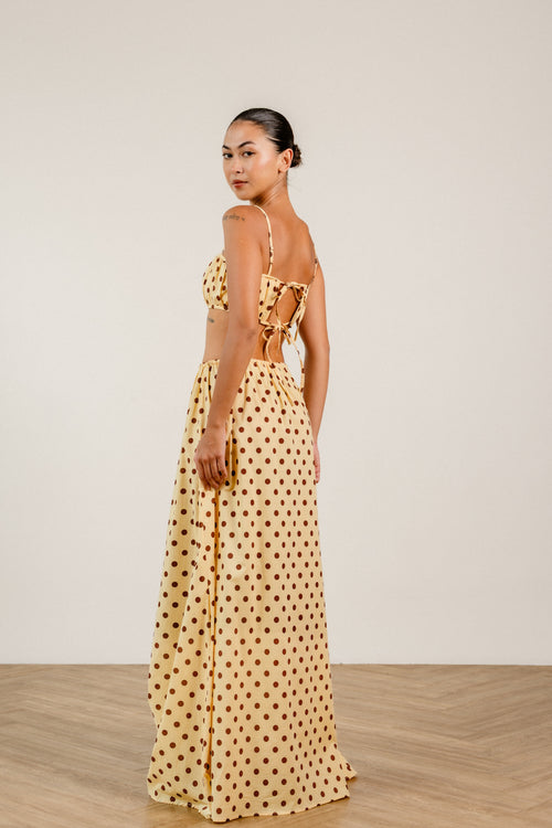 Alice Skirt Polkadot Chocolate in Butter Yellow