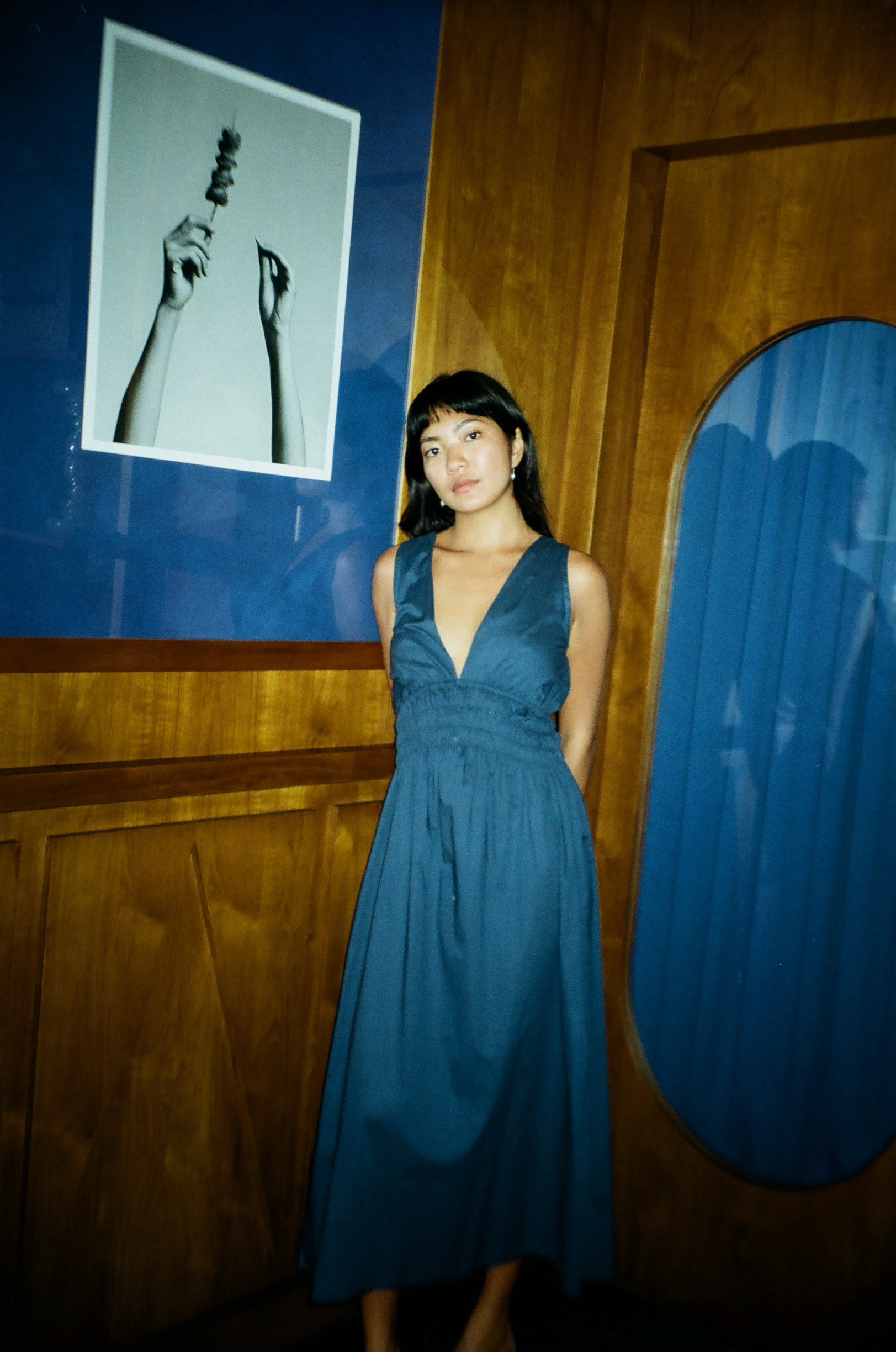 Josephine Midi Dress in Denim Blue