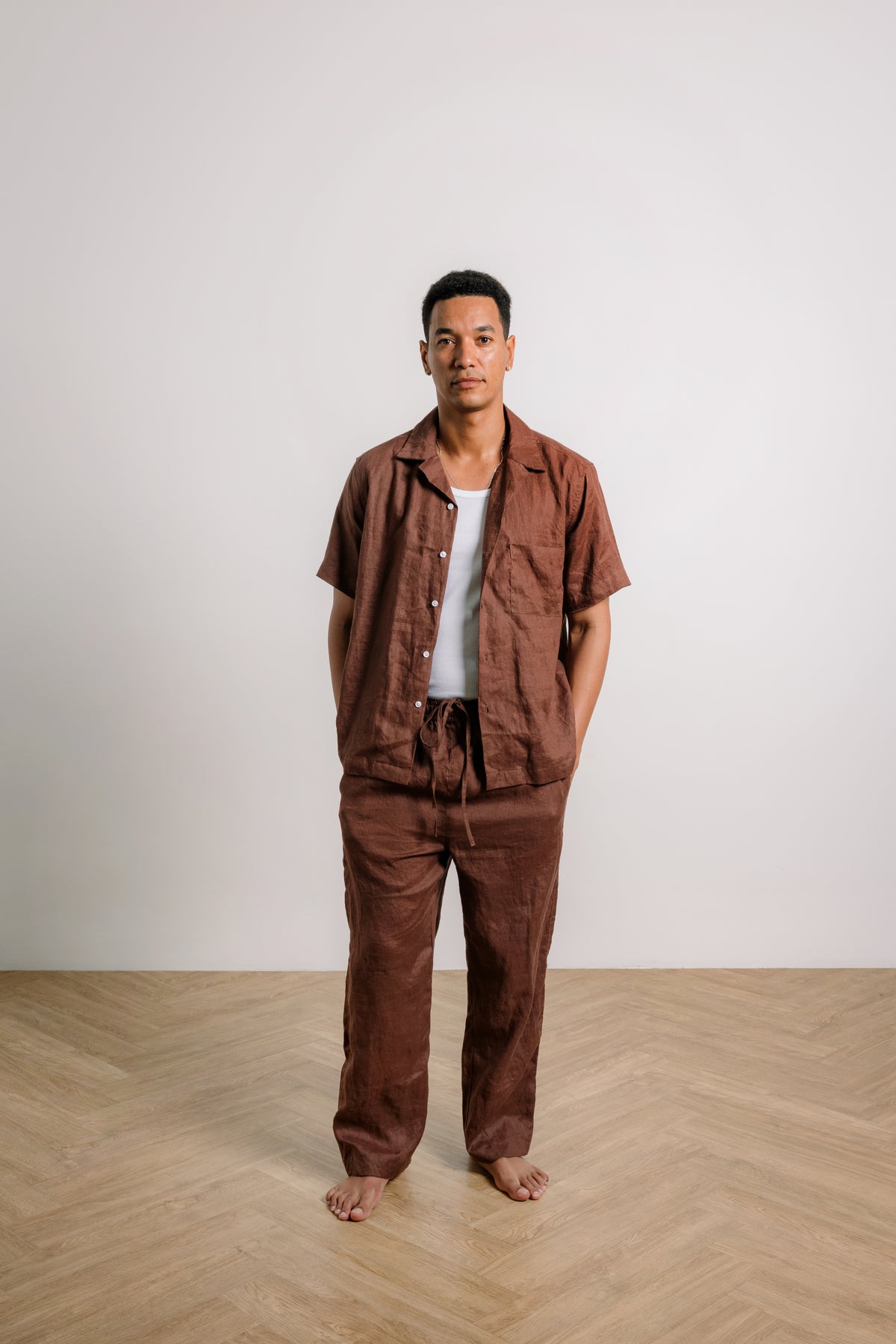 Dan Shirt in Chocolate Linen