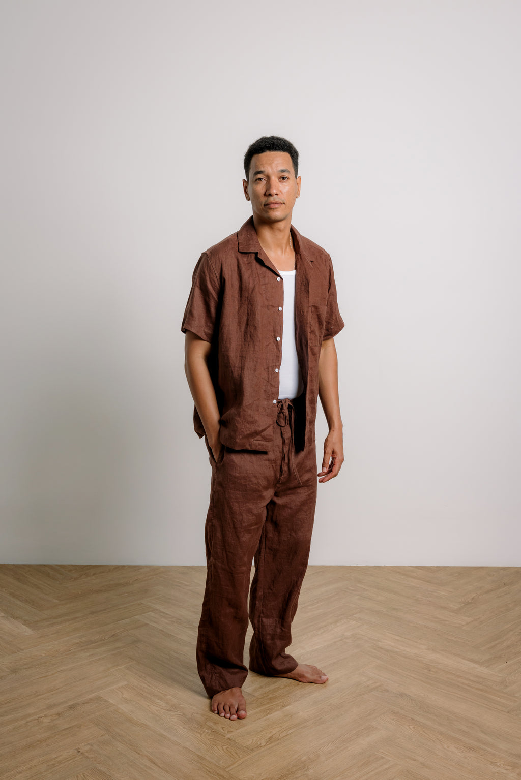 Dan Shirt in Chocolate Linen