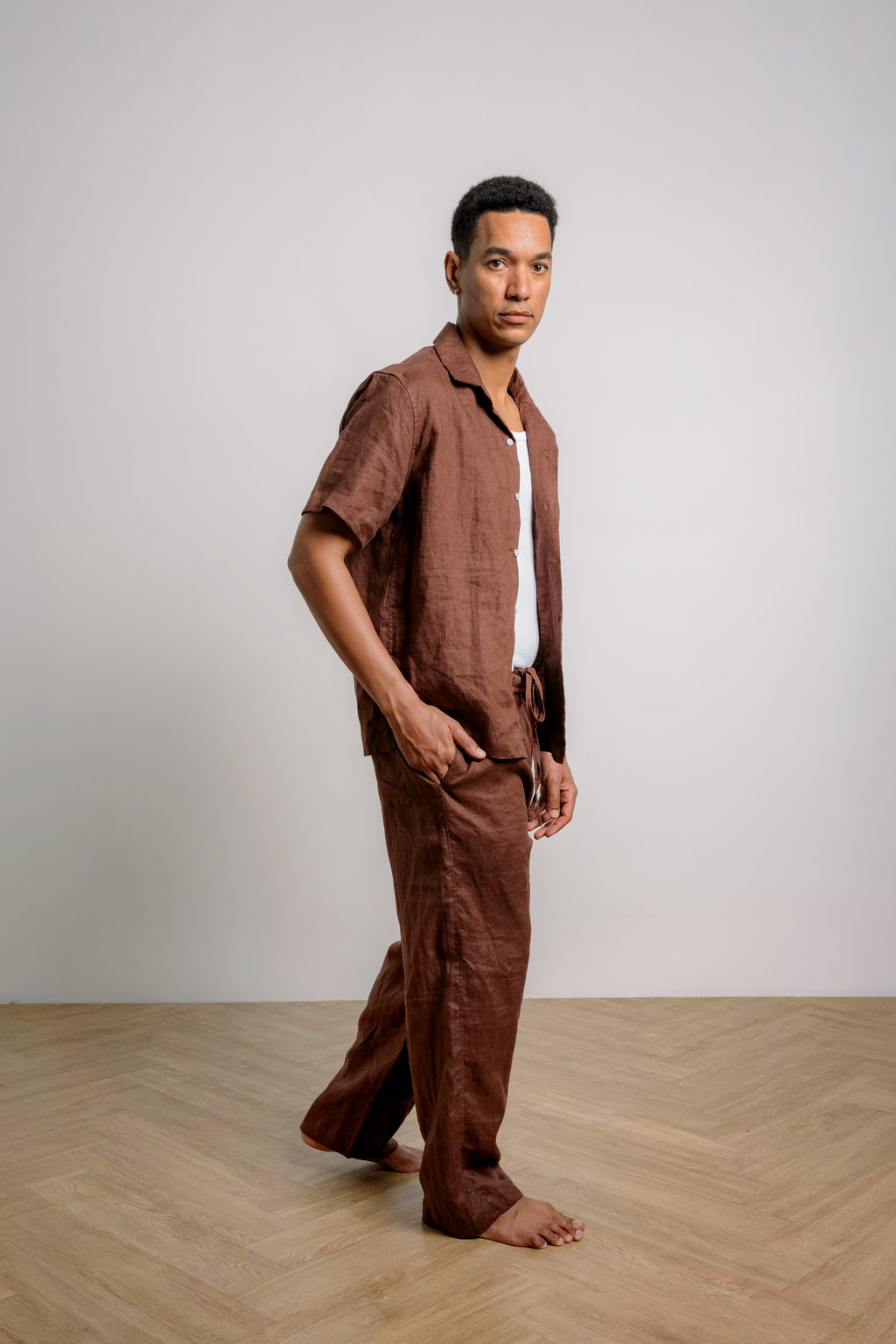 Dan Shirt in Chocolate Linen