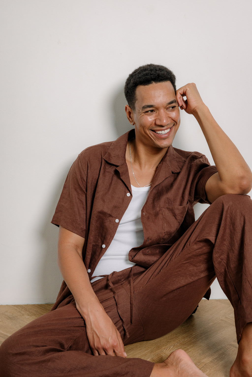 Dan Shirt in Chocolate Linen