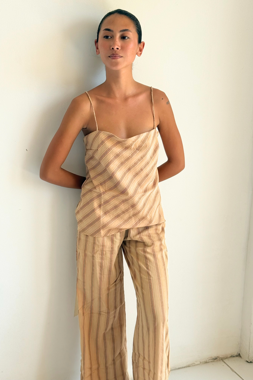 Sarah Tank in Brown Black Stripe
