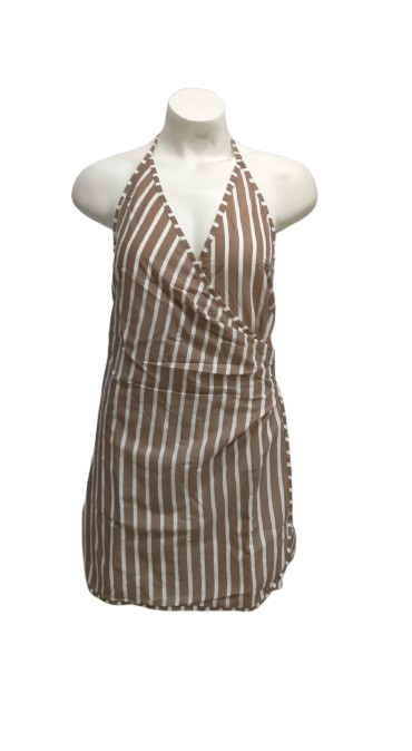Paloma Dress in Mocha Mousse Stripe