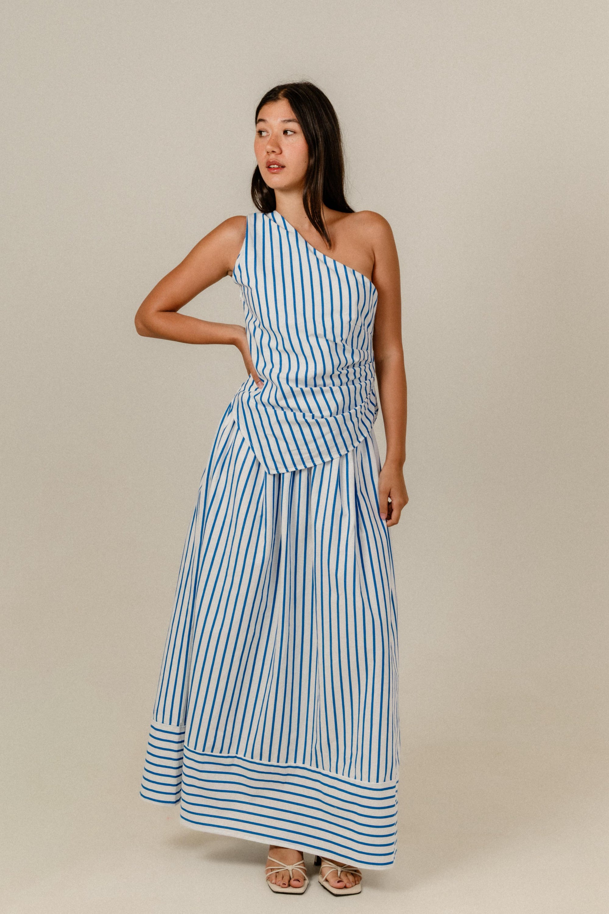 Azizah Top in Blue Stripe