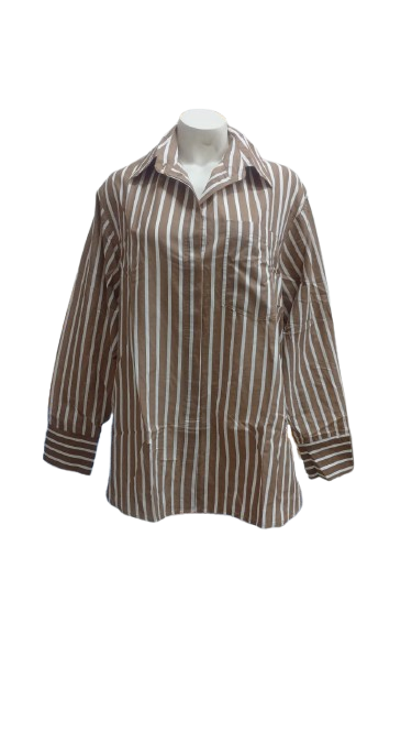 Winnie Shirt in Mocha Mousse Stripe