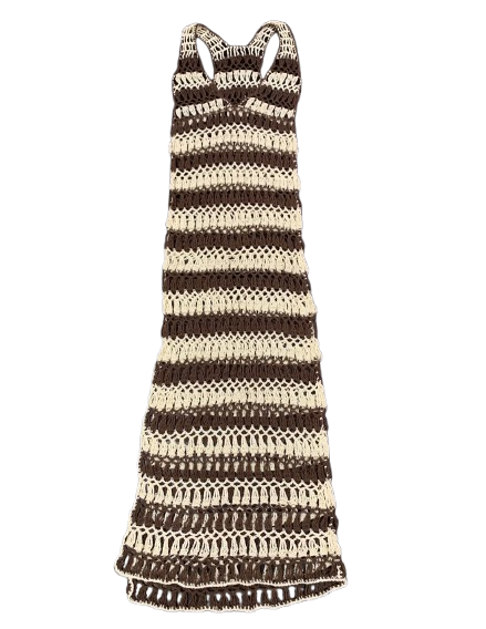 Melia Maxi  Dress Crochet  in White Chocolate