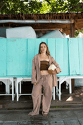 Winnie Pants in Mocha Mousse Stripe