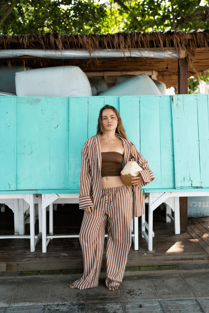 Winnie Pants in Mocha Mousse Stripe
