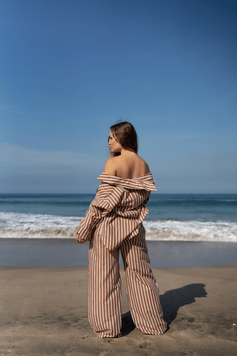 Winnie Pants in Mocha Mousse Stripe