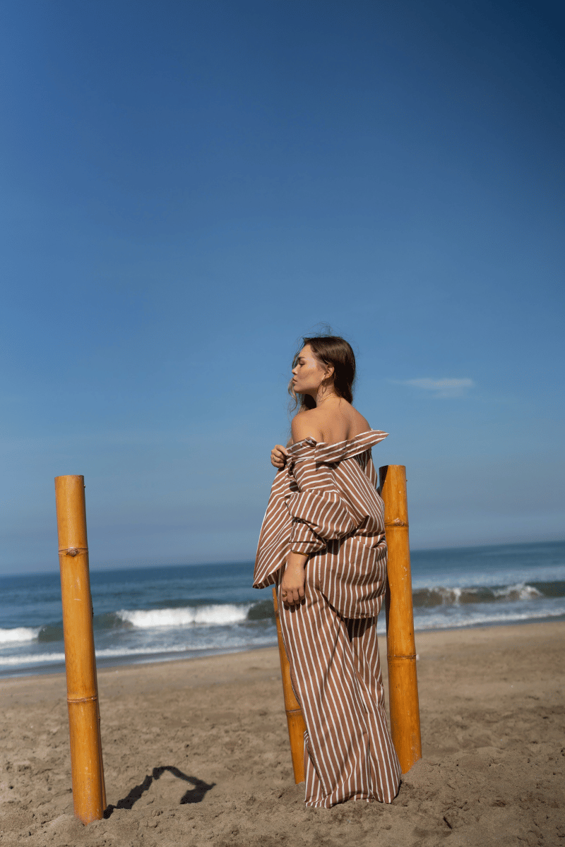 Winnie Shirt in Mocha Mousse Stripe