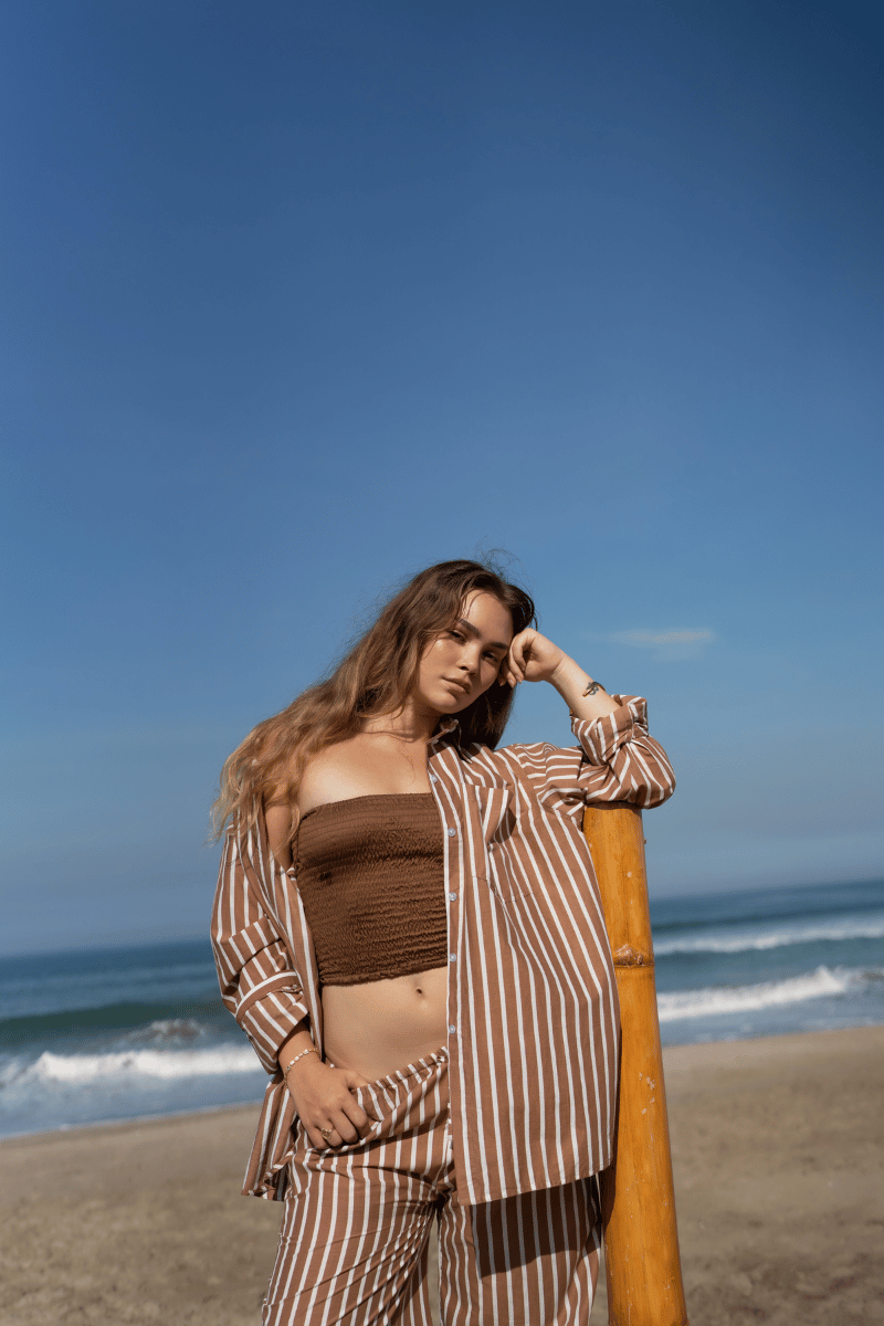 Winnie Shirt in Mocha Mousse Stripe