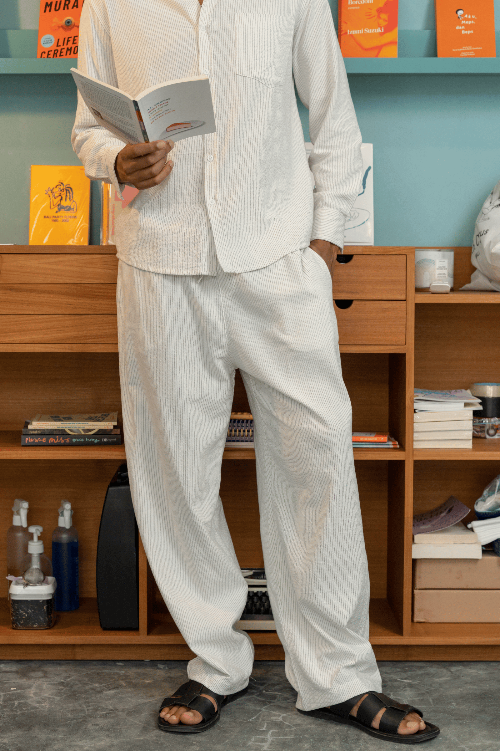 Wolf Pants in Chocolate Classic Stripe - Arlo Archives