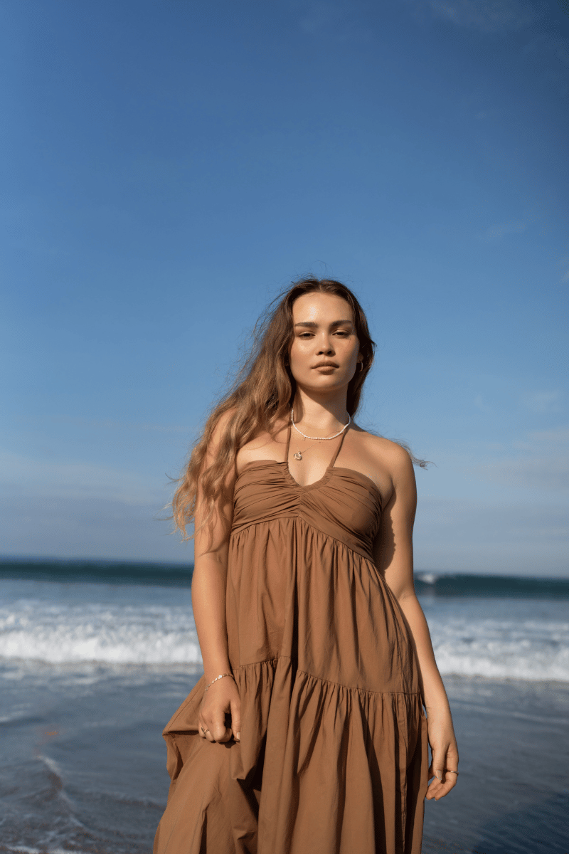 Ilia Midi Dress in Mocha Mousse